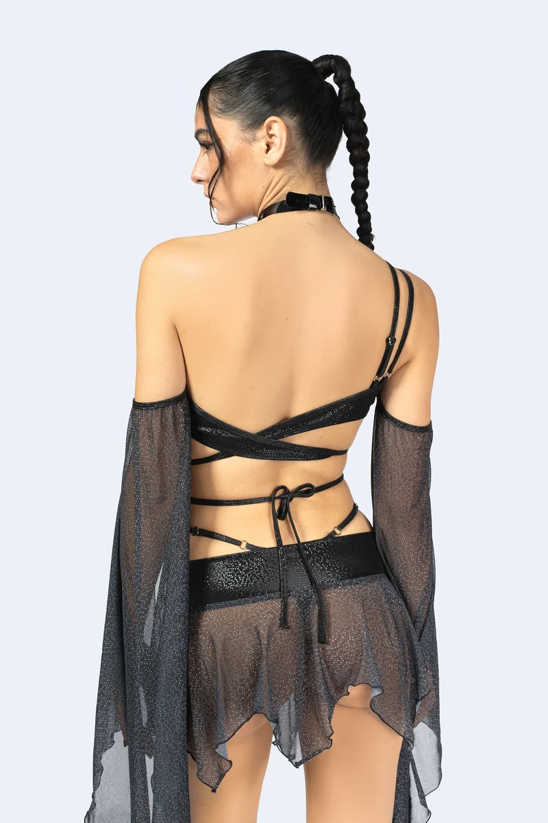 Bite Back Lace Up Asymmetric Skirt Set