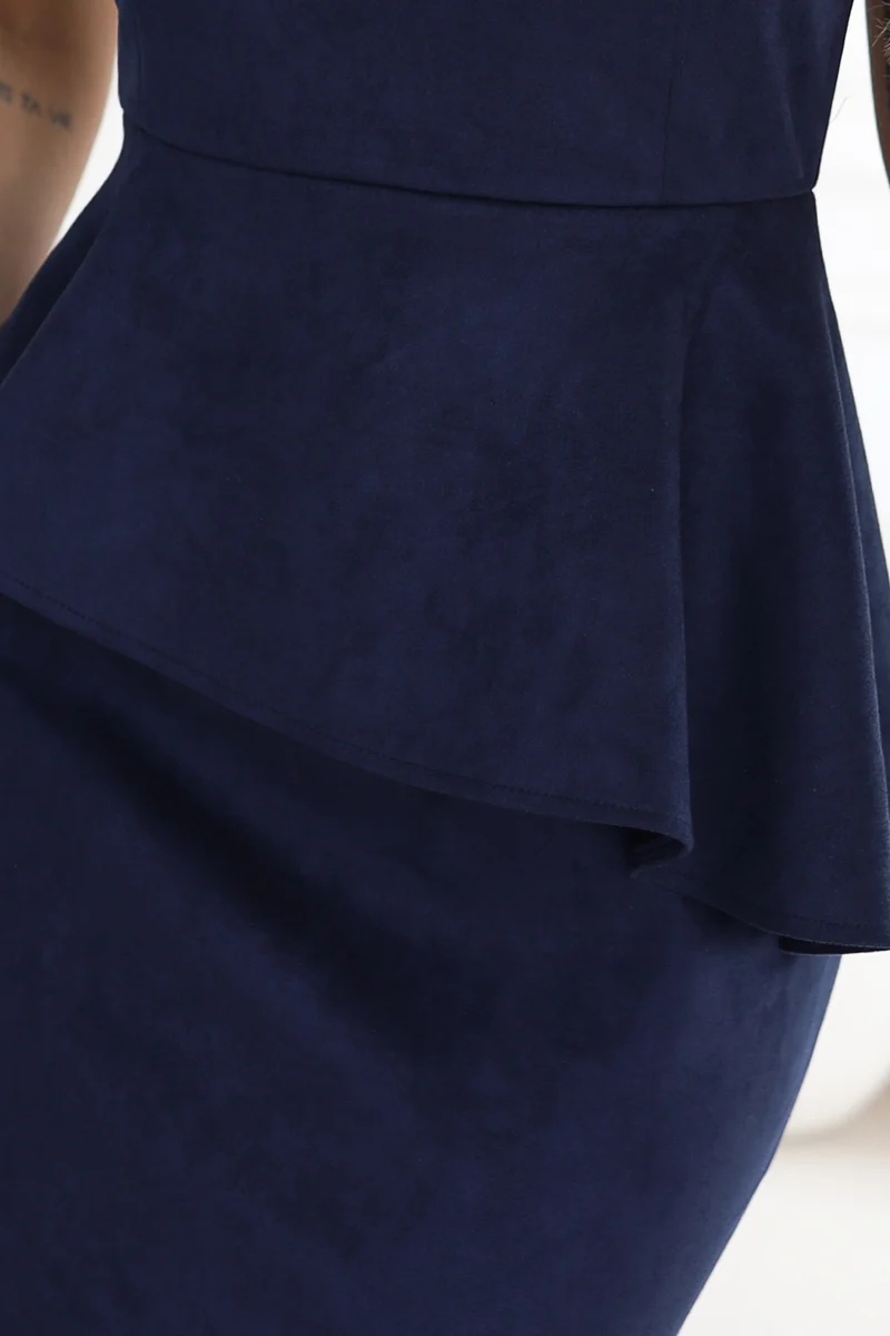 Midi-Kleid mit Rüschen in Wildleder-Optik