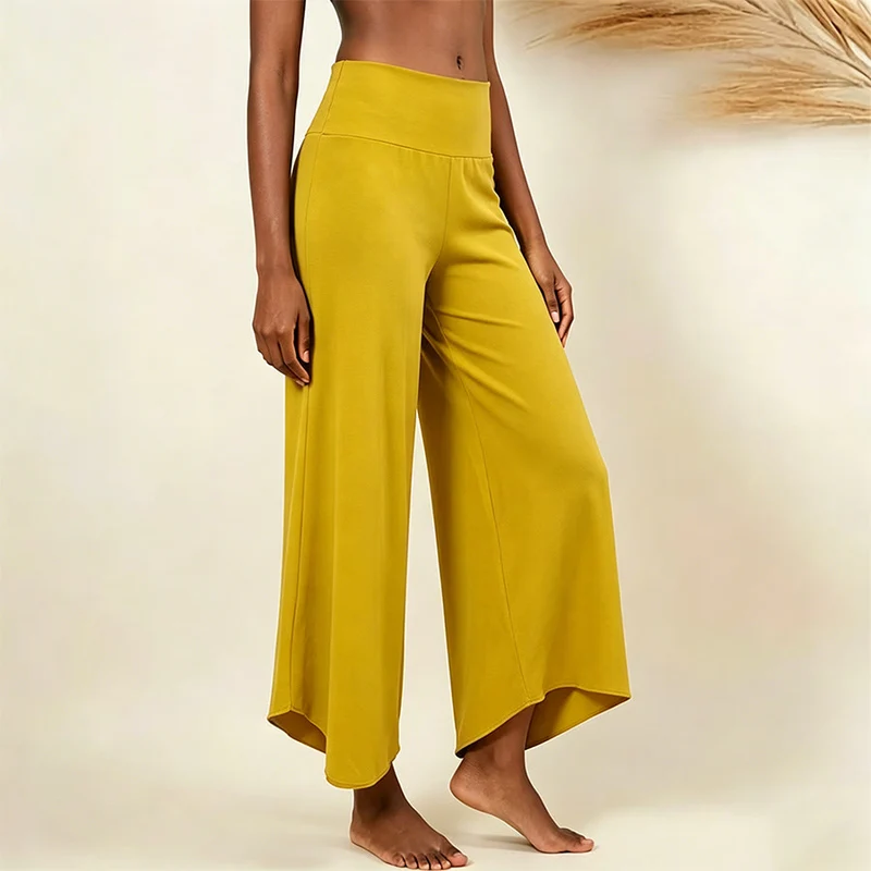 Olivenorma High-Waist Cropped Yoga Pants Uni Color Stretchy For Active & Loungewear Women's Flare Pants