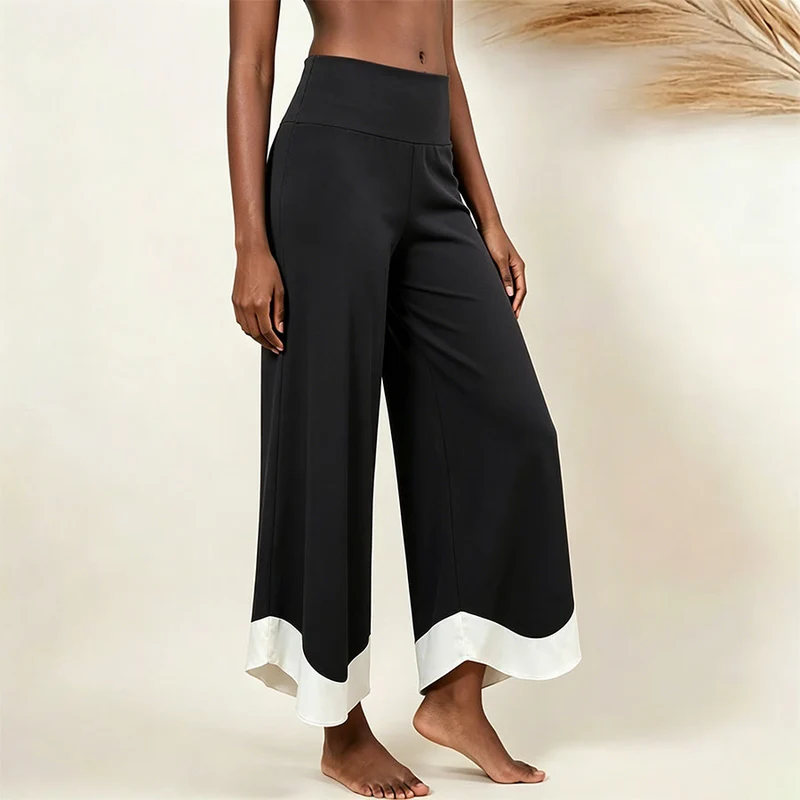 Olivenorma High-Waist Cropped Yoga Pants Uni Color Stretchy For Active & Loungewear Women's Flare Pants