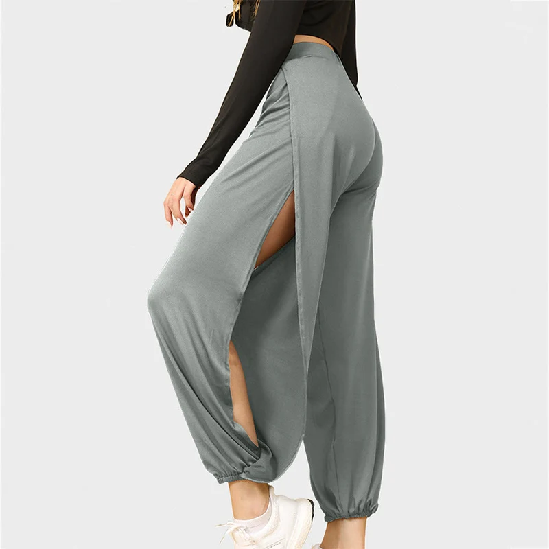 Olivenorma Jogginghose mit hohem Bund und doppeltem Seitenschlitz, weich, ideal für Damen (Yoga)