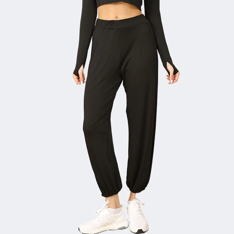 Olivenorma Jogginghose mit hohem Bund und doppeltem Seitenschlitz, weich, ideal für Damen (Yoga)