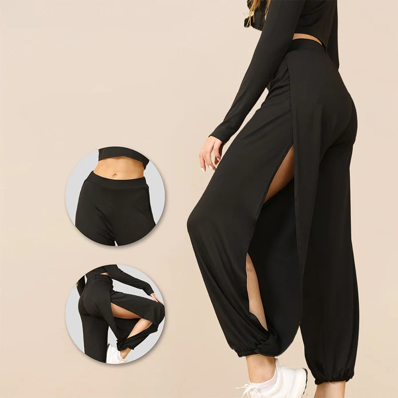 Olivenorma Jogginghose mit hohem Bund und doppeltem Seitenschlitz, weich, ideal für Damen (Yoga)