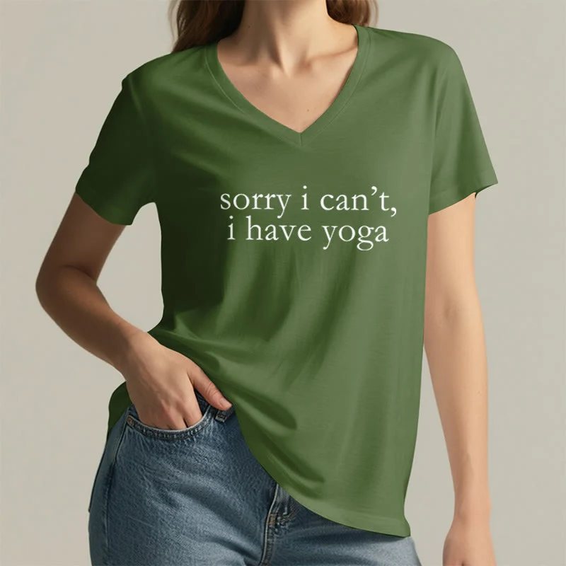 Olivenorma „ Tut mir leid, ich kann nicht, ich habe Yoga“ – Lustiges Damen-T-Shirt mit V-Ausschnitt