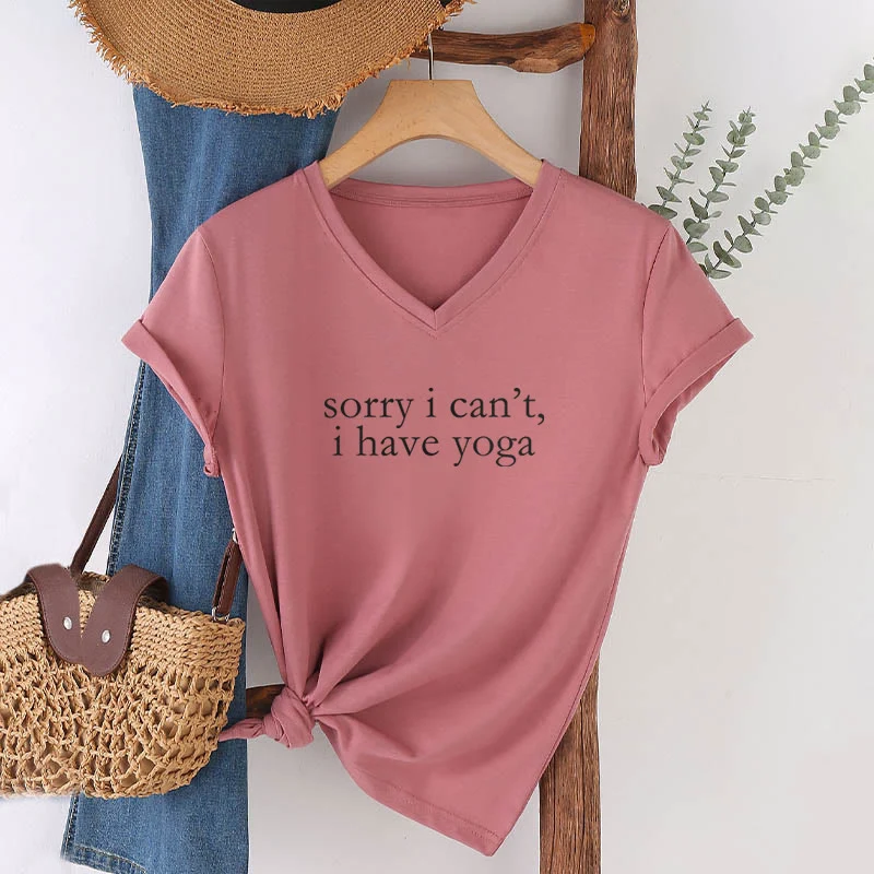 Olivenorma „ Tut mir leid, ich kann nicht, ich habe Yoga“ – Lustiges Damen-T-Shirt mit V-Ausschnitt