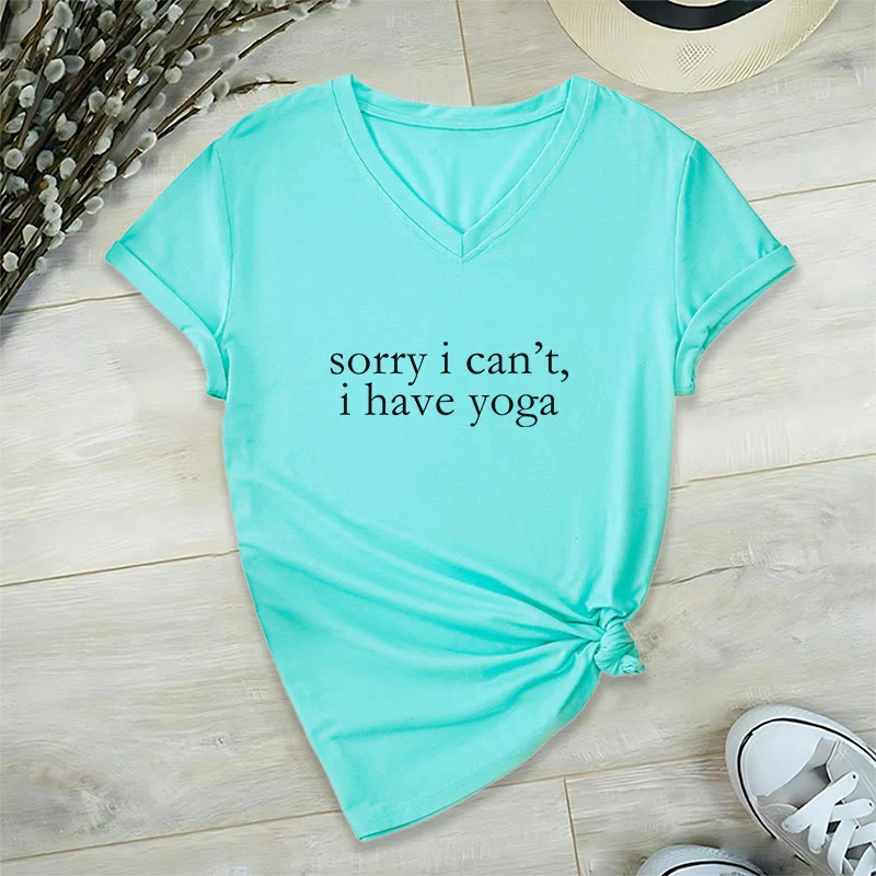 Olivenorma „ Tut mir leid, ich kann nicht, ich habe Yoga“ – Lustiges Damen-T-Shirt mit V-Ausschnitt
