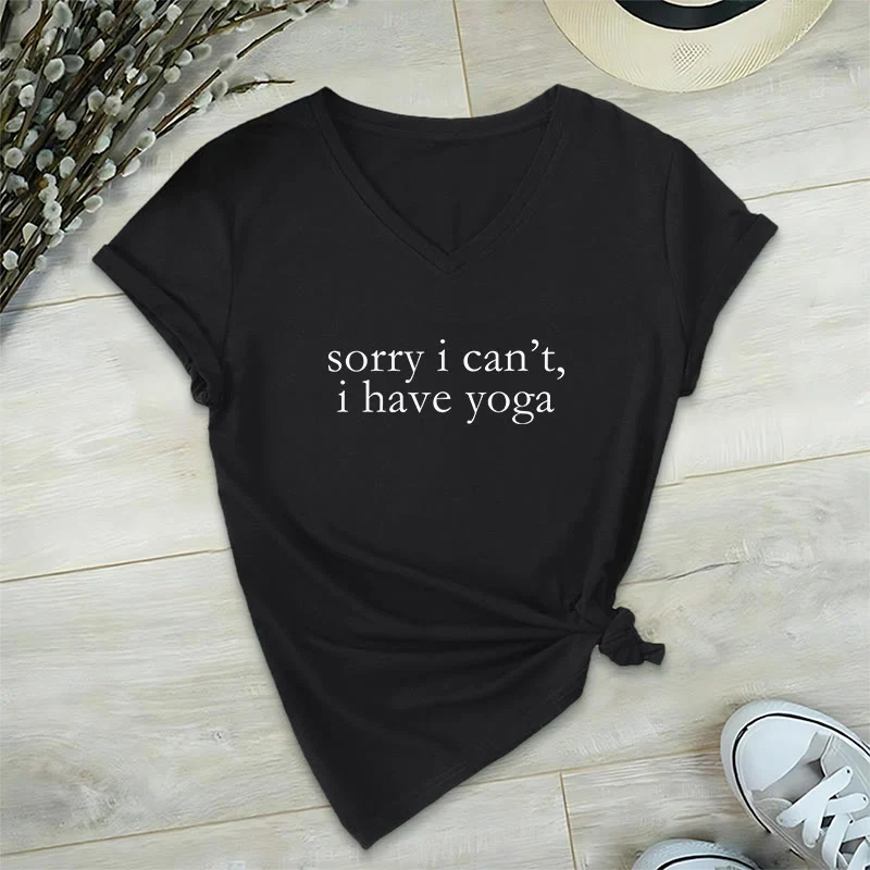 Olivenorma „ Tut mir leid, ich kann nicht, ich habe Yoga“ – Lustiges Damen-T-Shirt mit V-Ausschnitt