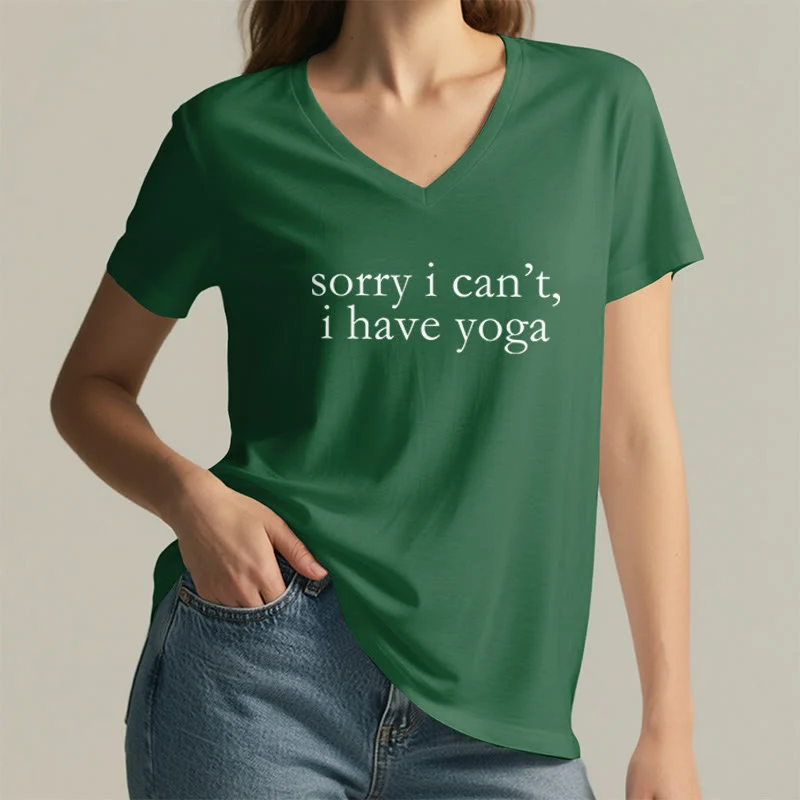 Olivenorma „ Tut mir leid, ich kann nicht, ich habe Yoga“ – Lustiges Damen-T-Shirt mit V-Ausschnitt