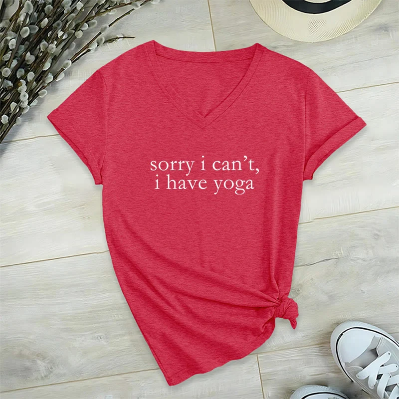 Olivenorma „ Tut mir leid, ich kann nicht, ich habe Yoga“ – Lustiges Damen-T-Shirt mit V-Ausschnitt