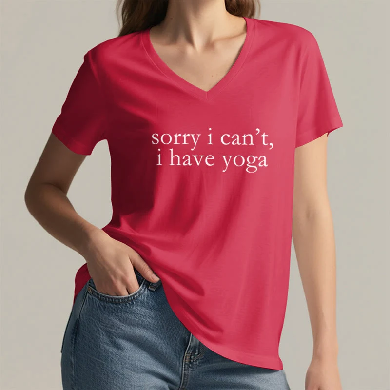 Olivenorma „ Tut mir leid, ich kann nicht, ich habe Yoga“ – Lustiges Damen-T-Shirt mit V-Ausschnitt