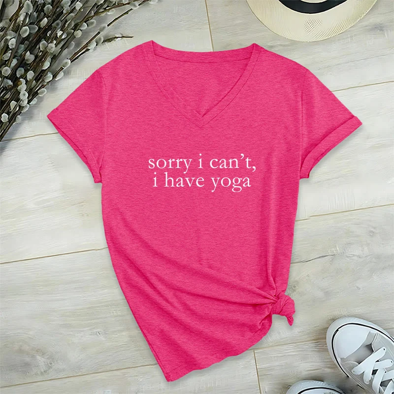 Olivenorma „ Tut mir leid, ich kann nicht, ich habe Yoga“ – Lustiges Damen-T-Shirt mit V-Ausschnitt