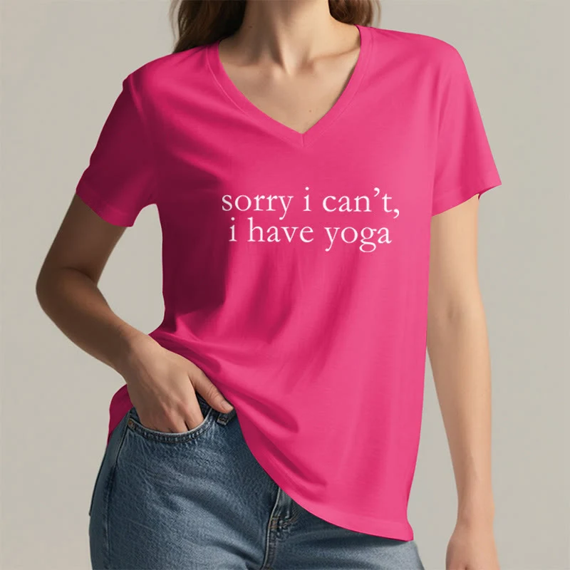 Olivenorma „ Tut mir leid, ich kann nicht, ich habe Yoga“ – Lustiges Damen-T-Shirt mit V-Ausschnitt