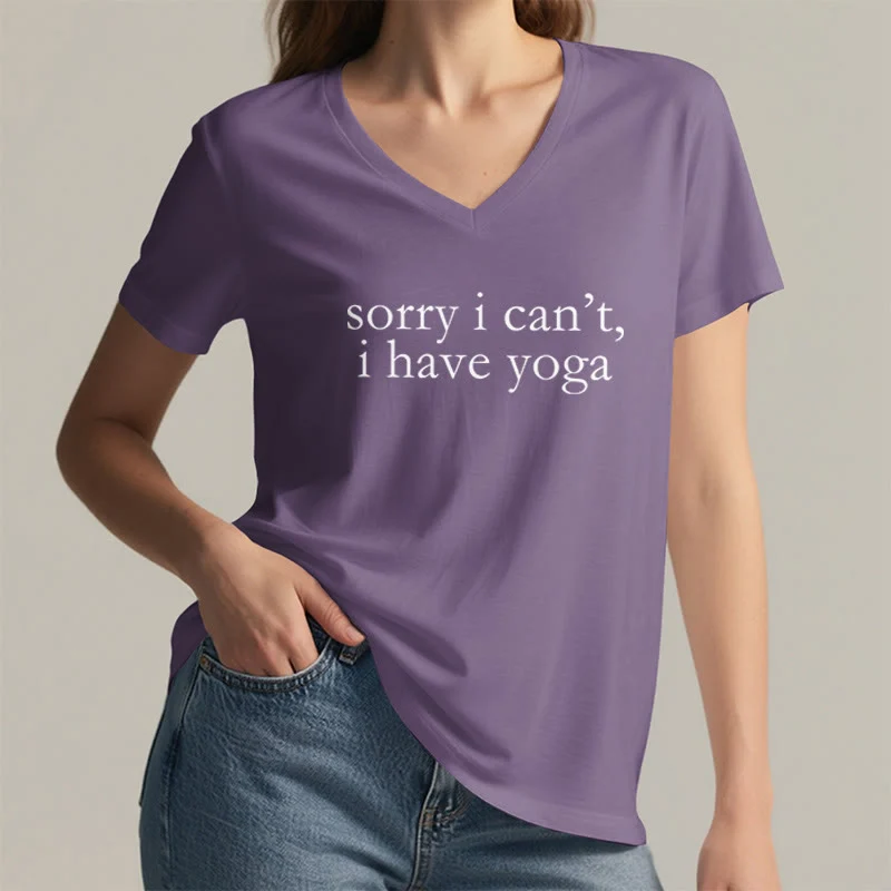 Olivenorma „ Tut mir leid, ich kann nicht, ich habe Yoga“ – Lustiges Damen-T-Shirt mit V-Ausschnitt