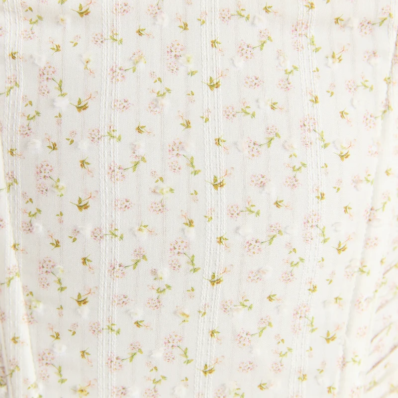 Gerafftes Korsett-Top - Blumencreme