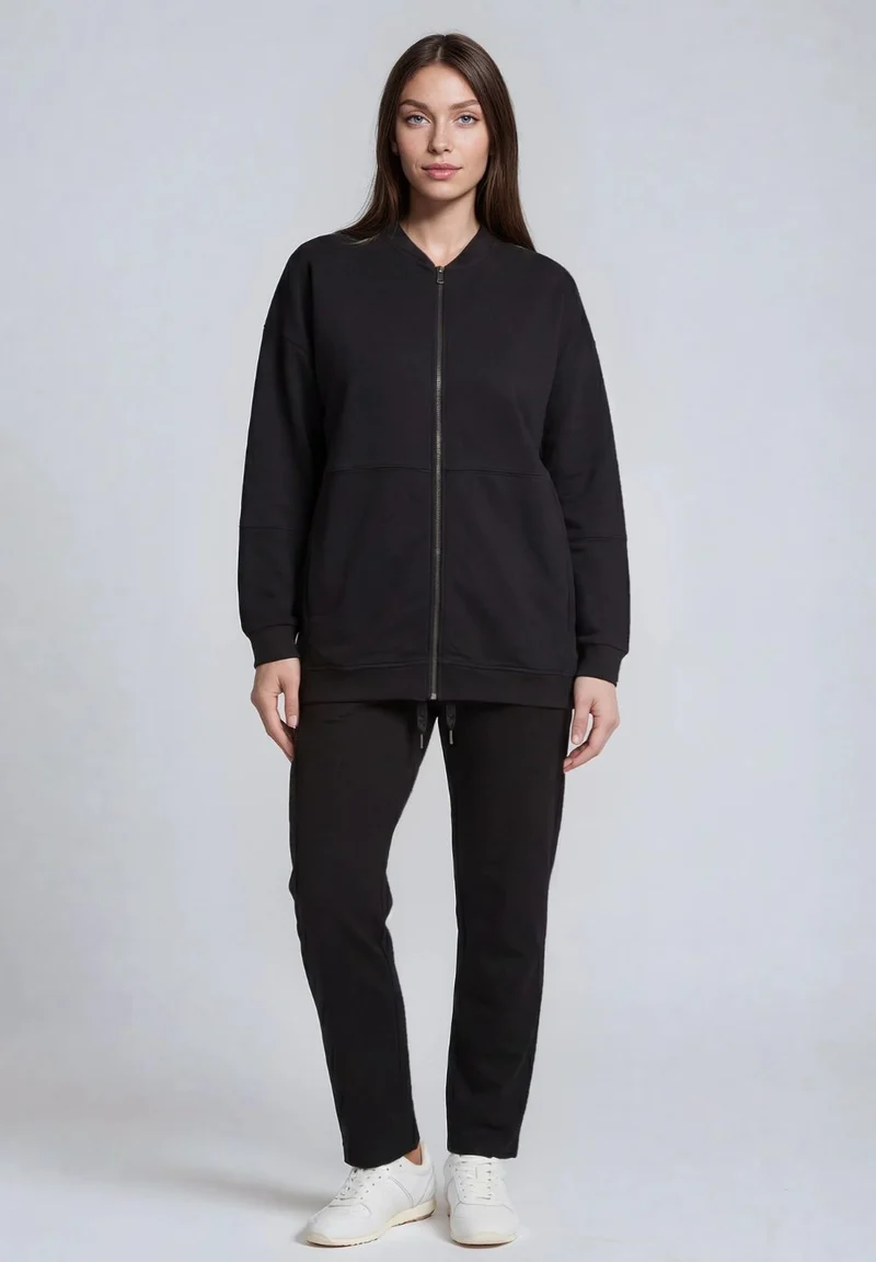 Oversize zip sweatshirt, graphic “Feel the Flow” back - Black