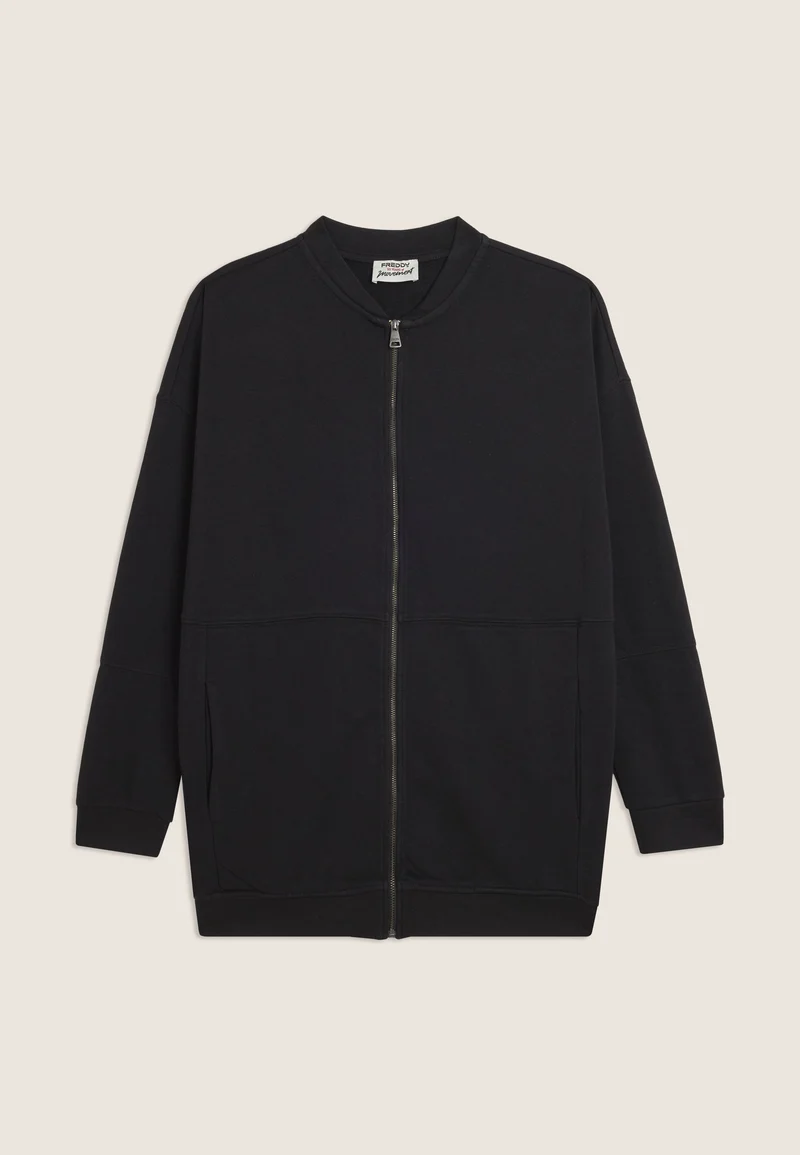 Oversize zip sweatshirt, graphic “Feel the Flow” back - Black