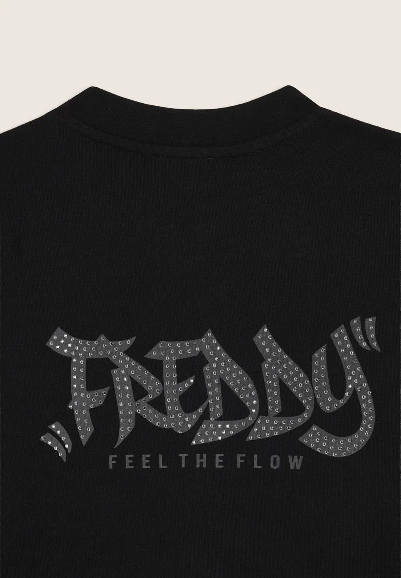Oversize zip sweatshirt, graphic “Feel the Flow” back - Black