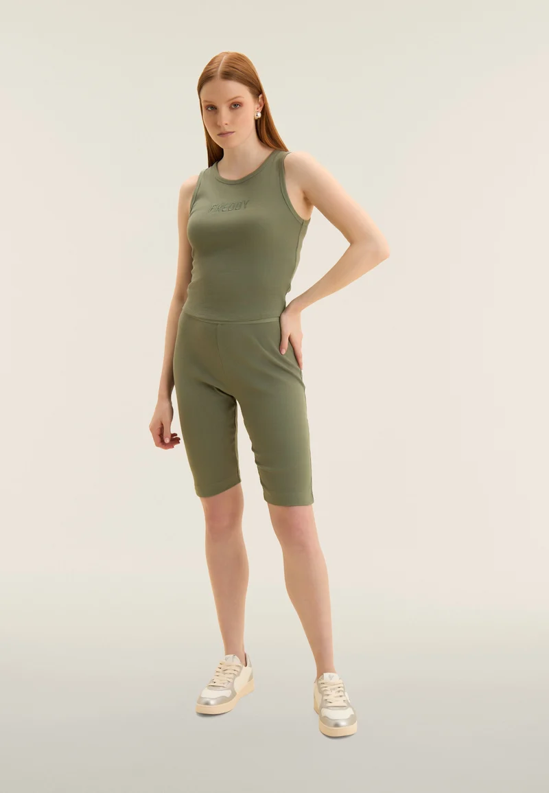 Cropped tank top with embroidered FREDDY logo - Sea Spray Green