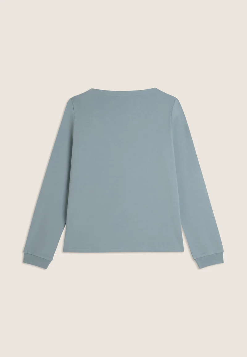 Crew neck sweatshirt with floral embroidery - Arona Blue