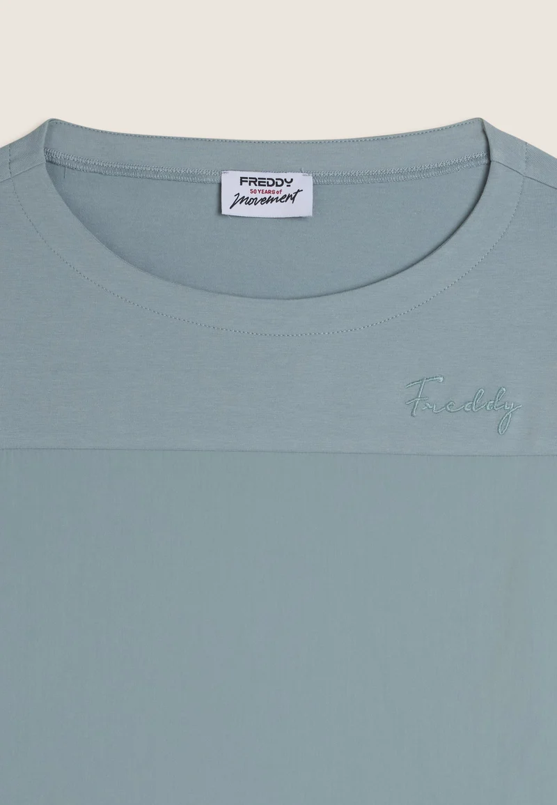 Crew neck sweatshirt with floral embroidery - Arona Blue