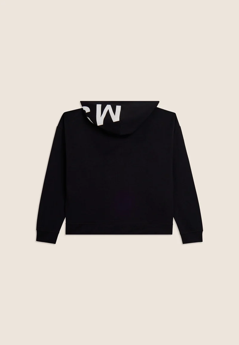 Cropped zip hoodie with MST print - Black