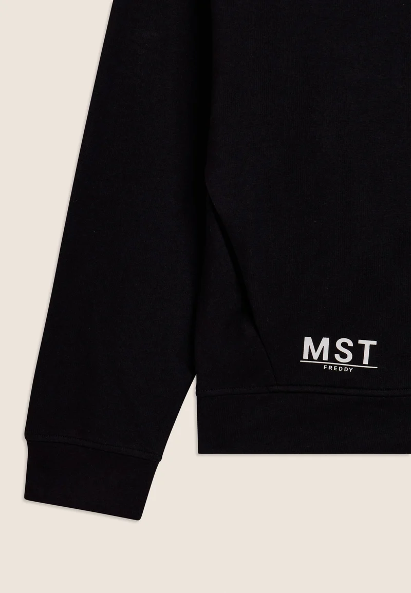 Cropped zip hoodie with MST print - Black