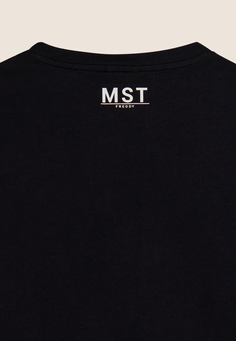 Cropped crew neck sweatshirt with MST maxi print - Black