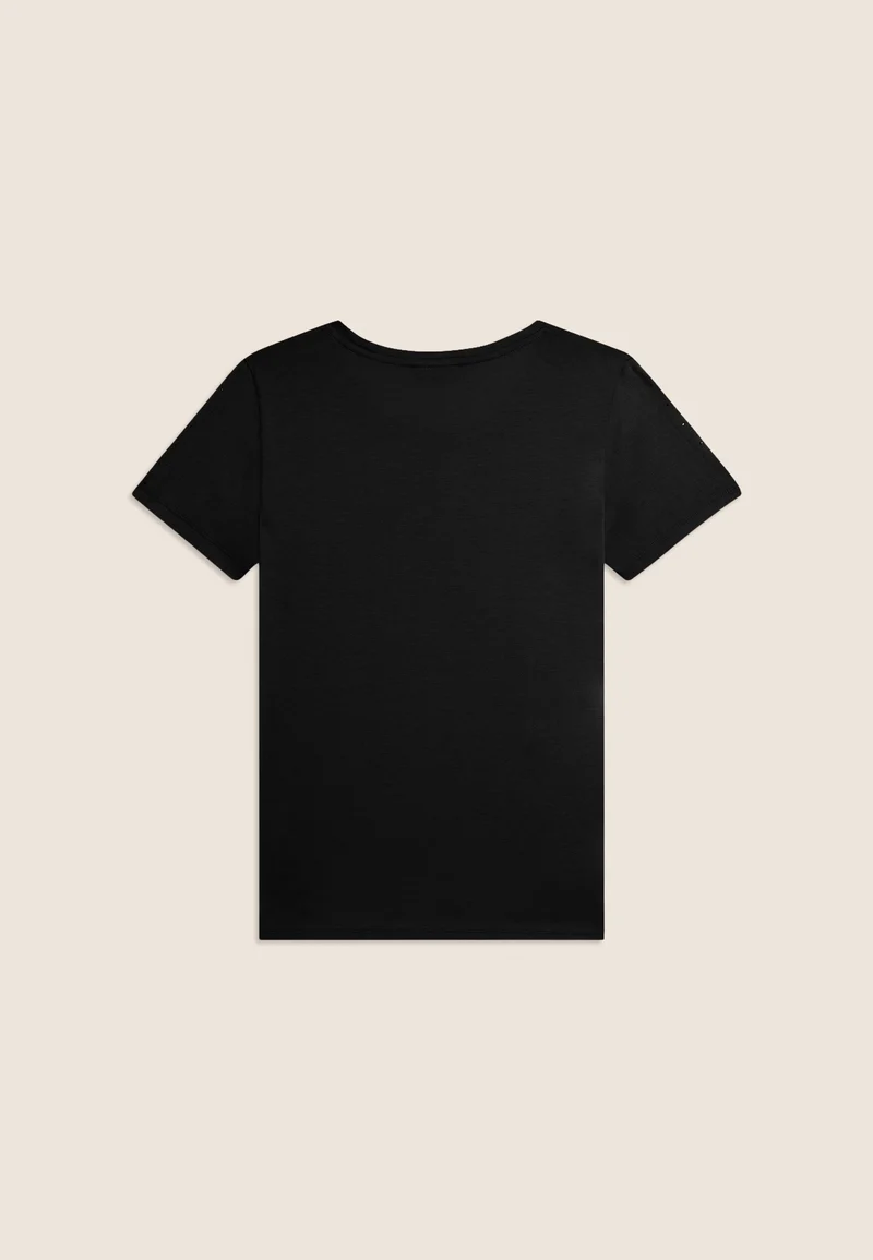 Short sleeve t-shirt with cut out detail and rhinestones - Black
