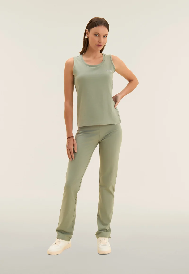 Regular tank top with FREDDY logo and elastic inserts - Iceberg Green
