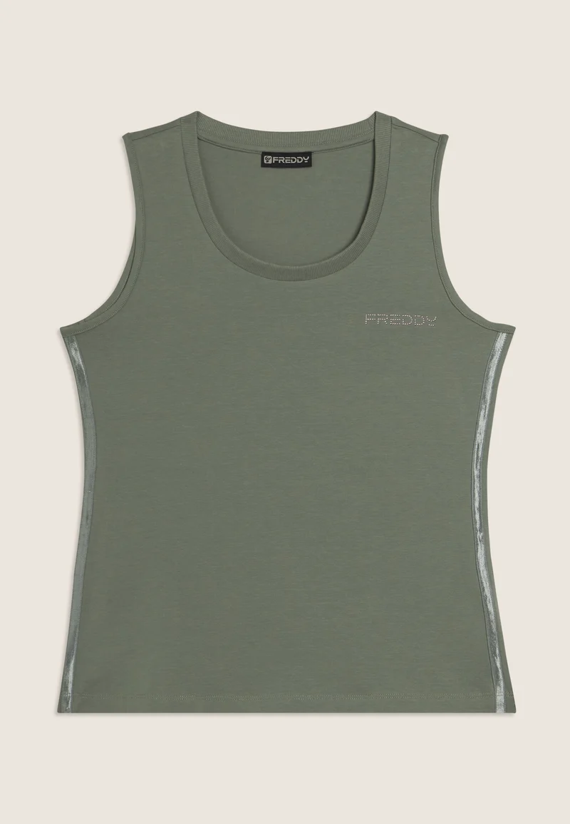 Regular tank top with FREDDY logo and elastic inserts - Iceberg Green
