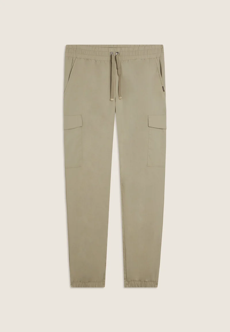 Stretch poplin cargo trousers - Abbey Stone Green