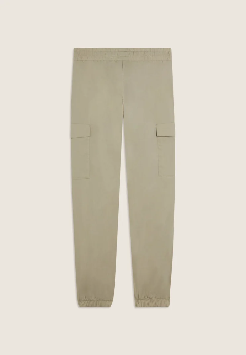 Stretch poplin cargo trousers - Abbey Stone Green
