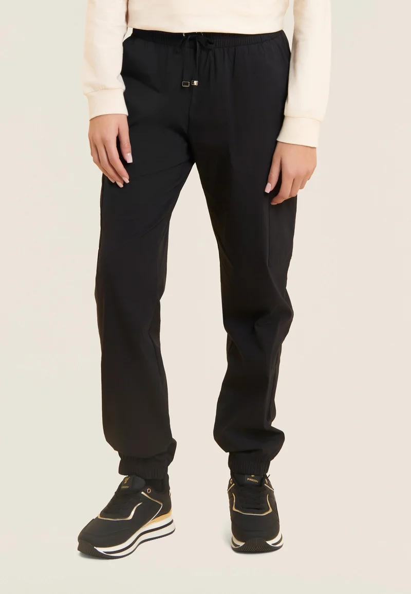Stretch poplin cargo trousers - Black