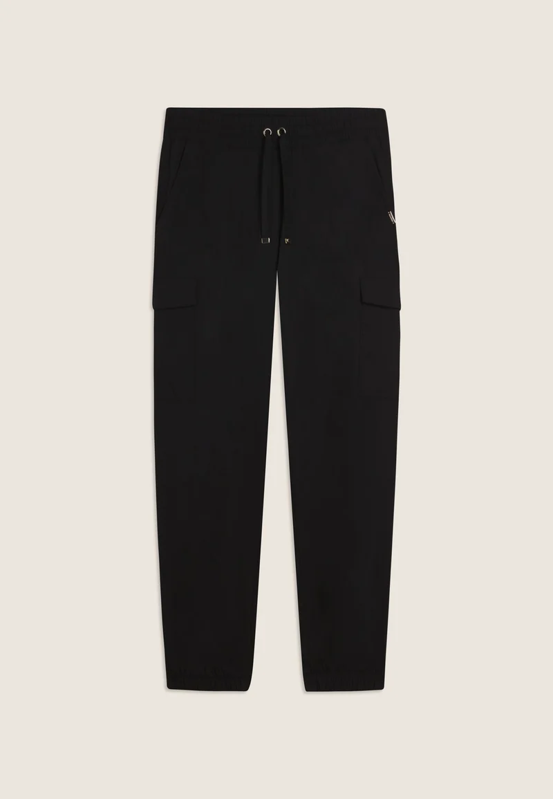 Stretch poplin cargo trousers - Black