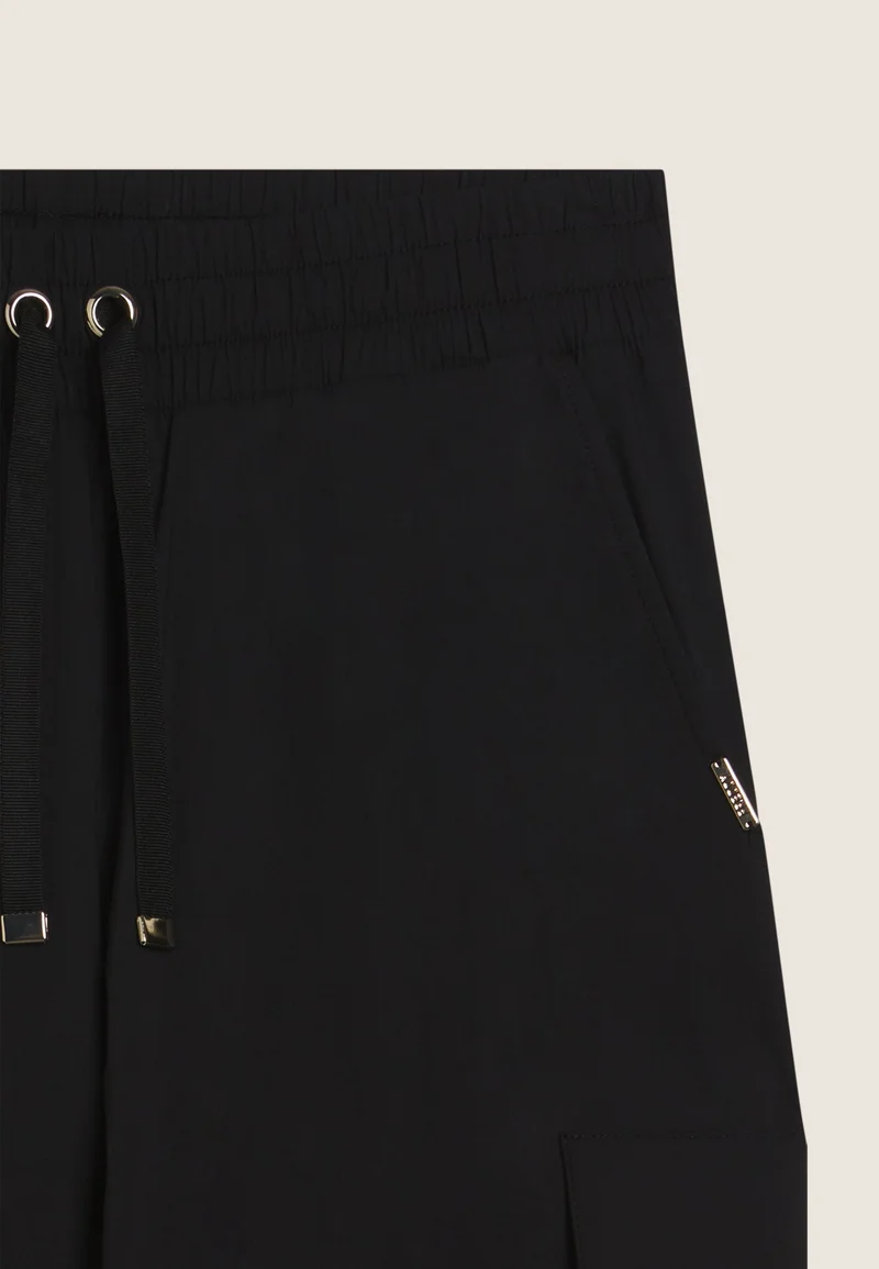 Stretch poplin cargo trousers - Black