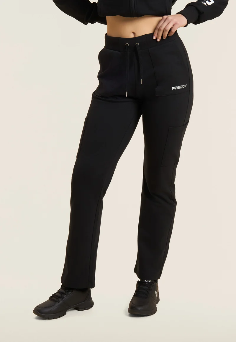 Regular fit trousers with camp pockets and straight legs - Black