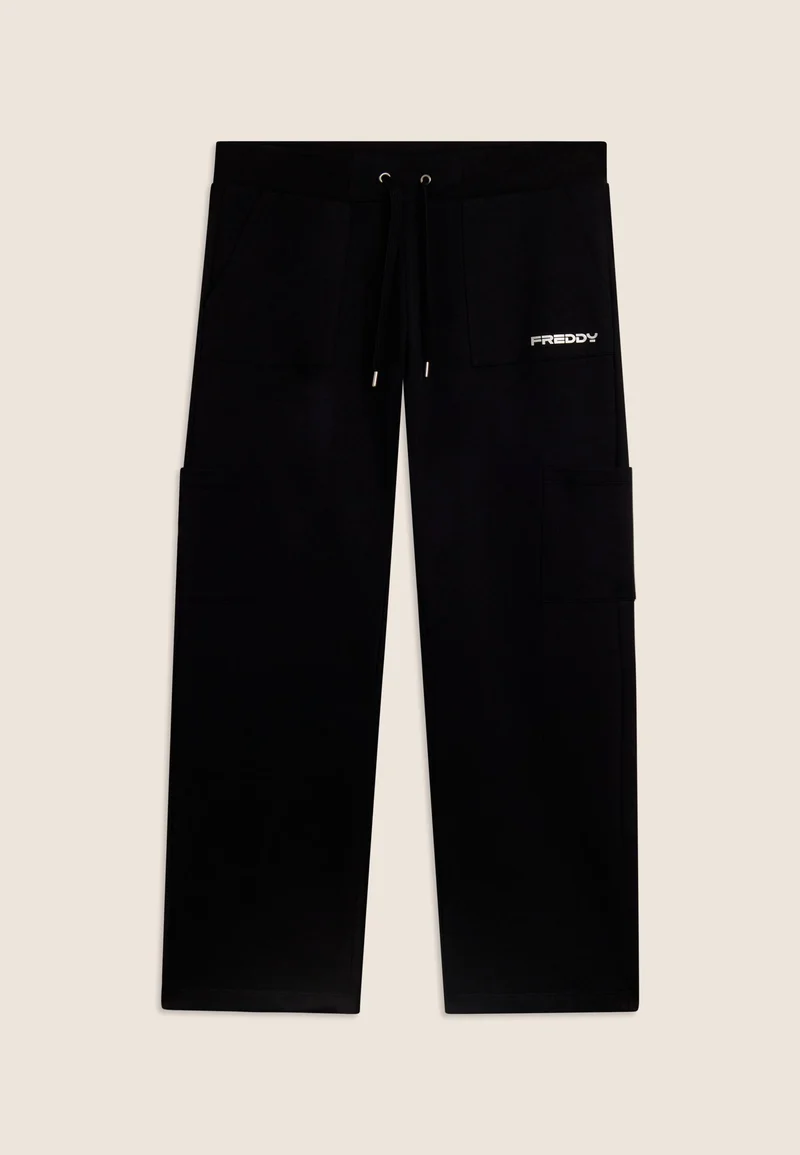 Regular fit trousers with camp pockets and straight legs - Black