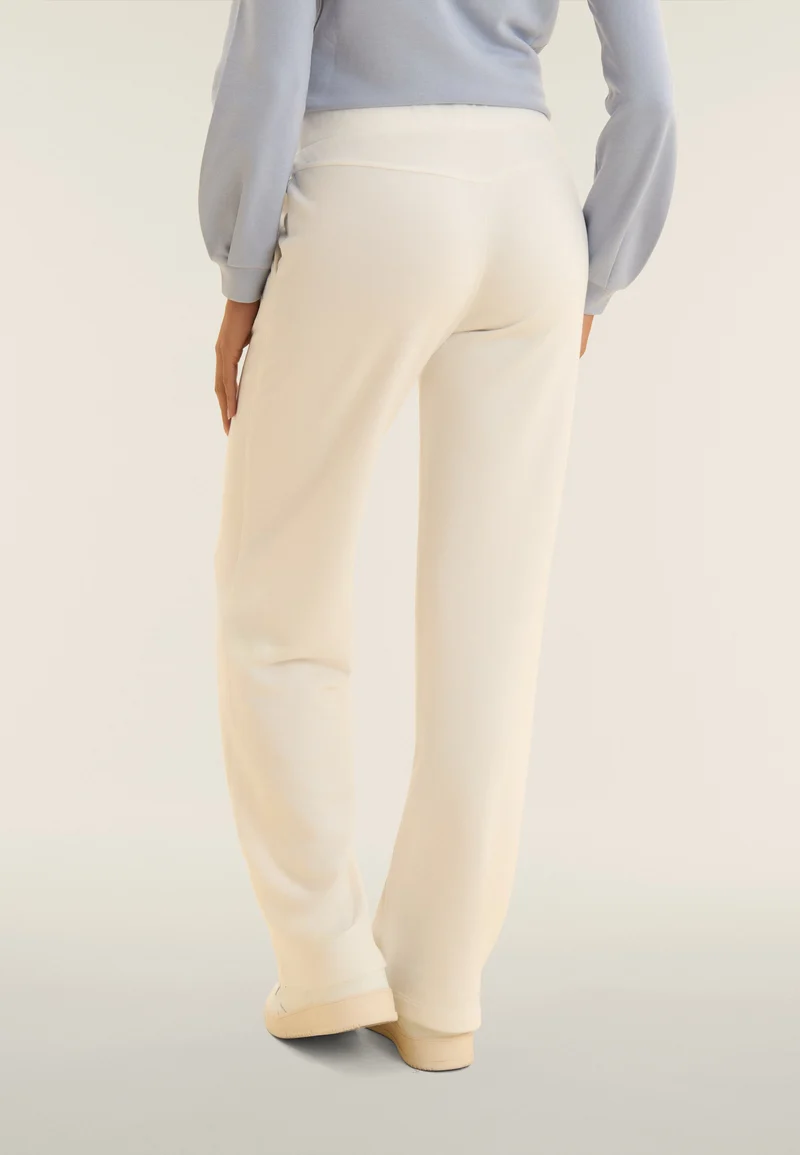 Wide-leg athletic trousers and embroidery logo - Egret White