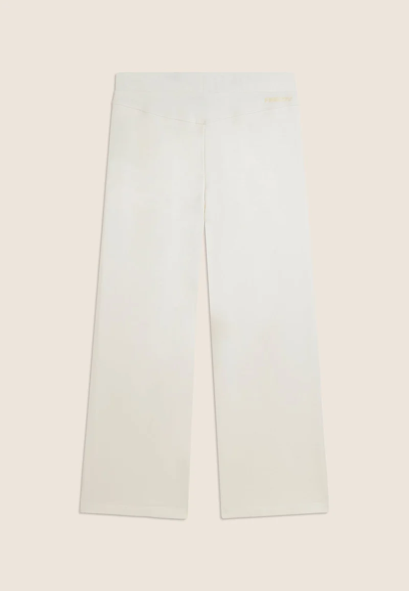 Wide-leg athletic trousers and embroidery logo - Egret White