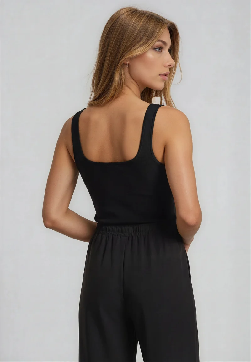 Cropped athletic trousers with wide leg and rhinestones - Black