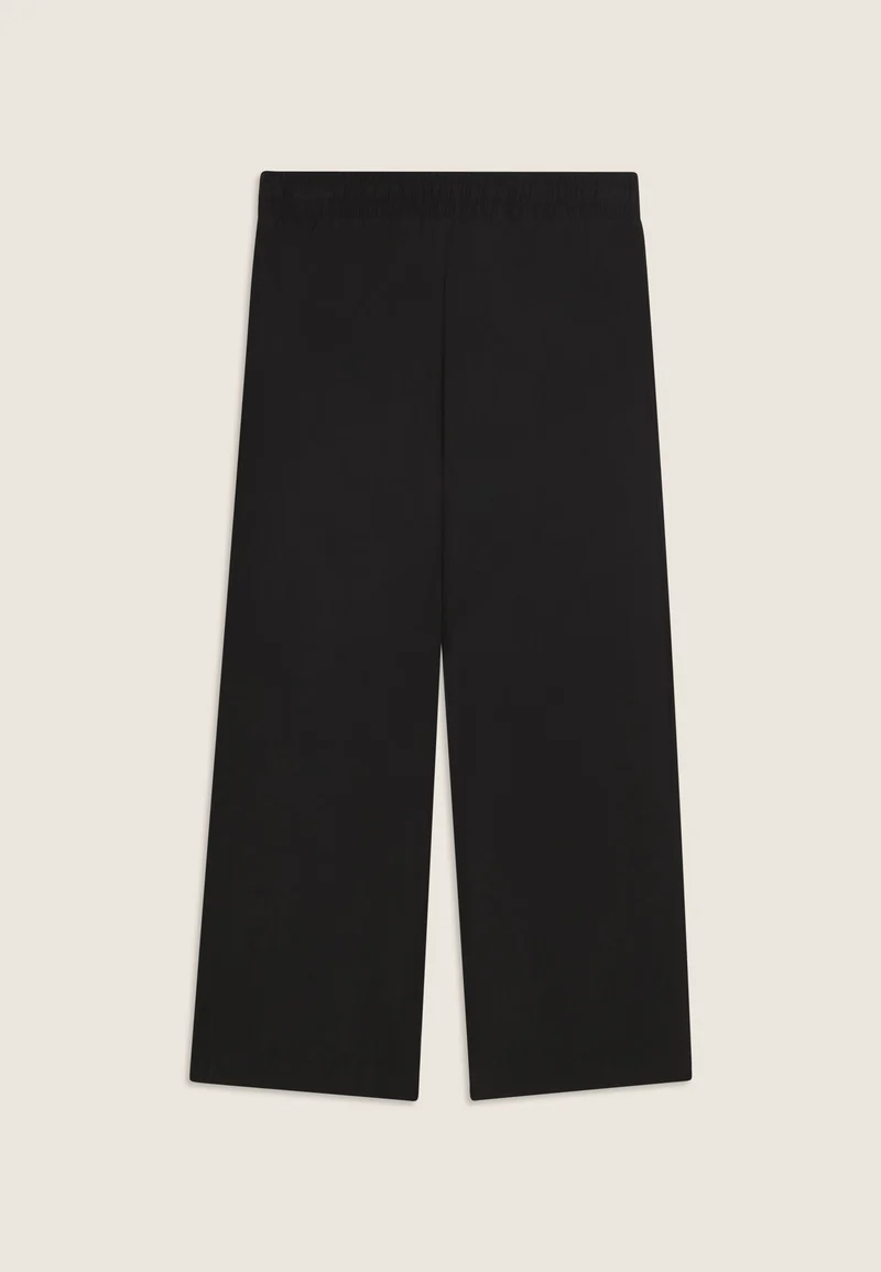 Cropped athletic trousers with wide leg and rhinestones - Black
