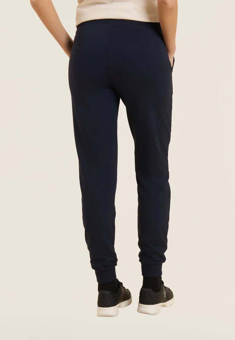 Athletic trousers with ribbed cuffs and rhinestones - Dark Sapphire Blue