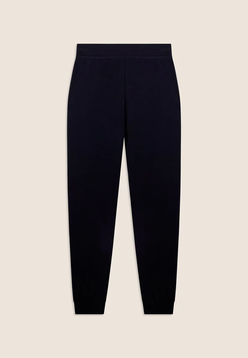 Athletic trousers with ribbed cuffs and rhinestones - Dark Sapphire Blue