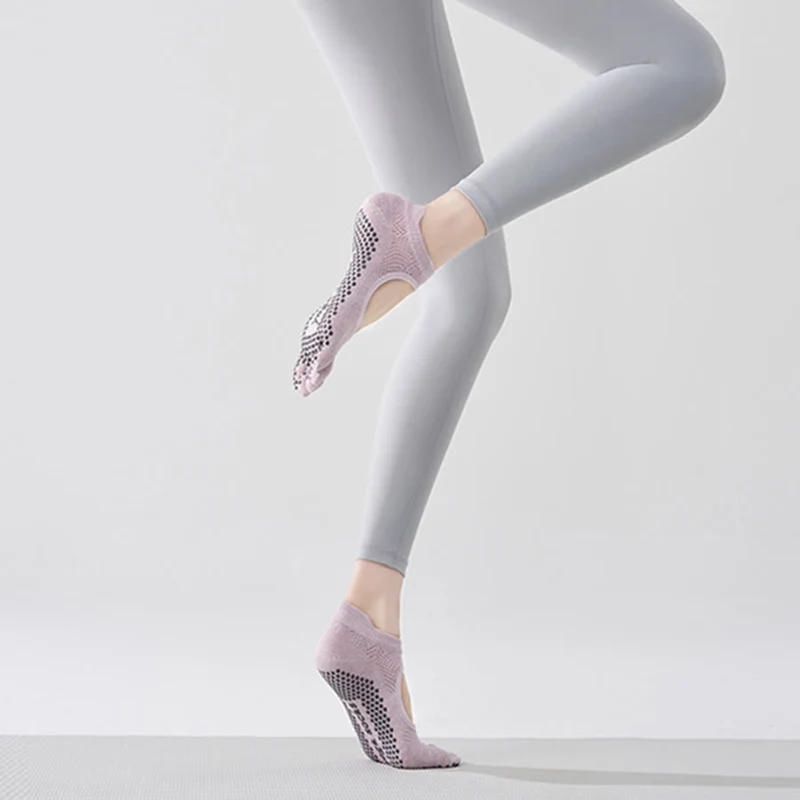 Olivenorma Multi-Sport Fünf-Zehen-Socken mit rutschfester Oberfläche und offener Seite, Damen-Yoga-Socken
