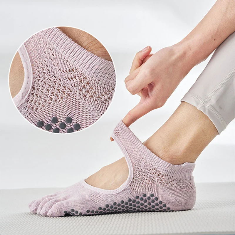 Olivenorma Multi-Sport Fünf-Zehen-Socken mit rutschfester Oberfläche und offener Seite, Damen-Yoga-Socken