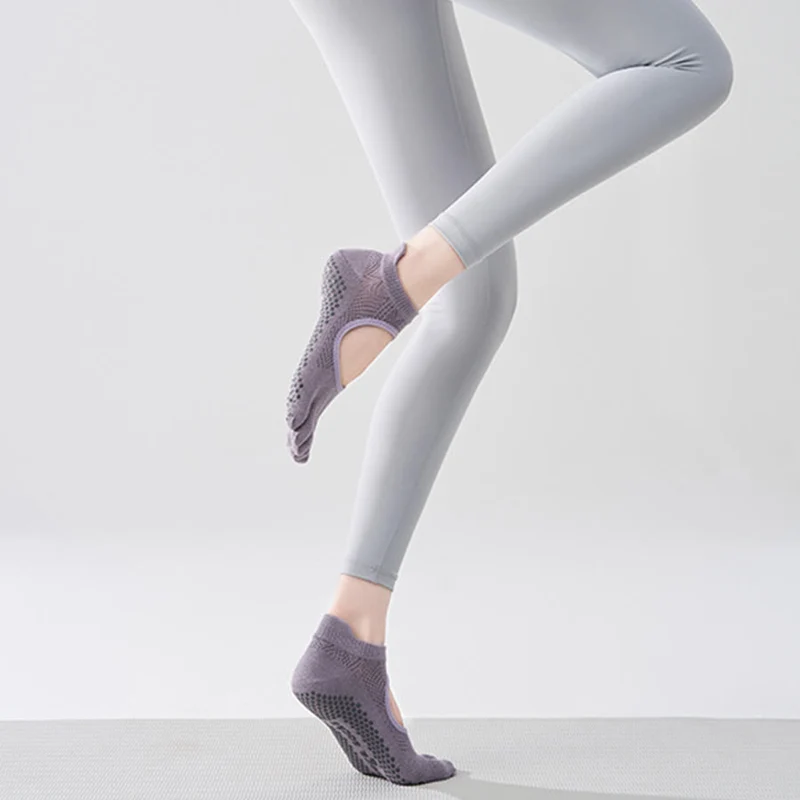 Olivenorma Multi-Sport Fünf-Zehen-Socken mit rutschfester Oberfläche und offener Seite, Damen-Yoga-Socken
