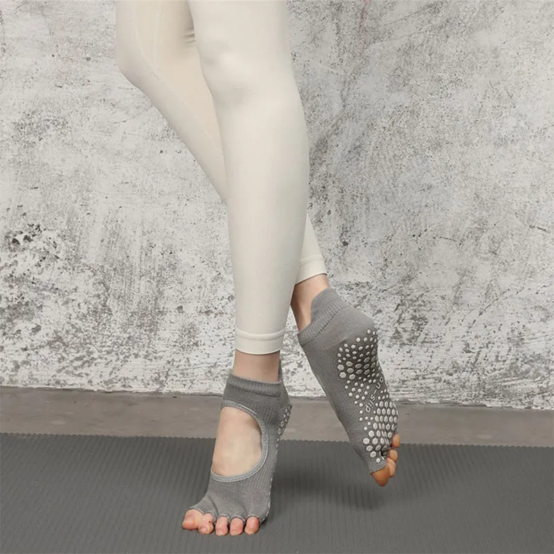Olivenorma Multi-Sport Fünf-Zehen-Socken mit rutschfester Oberfläche und offener Seite, Damen-Yoga-Socken