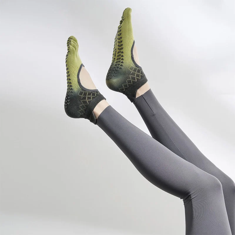Olivenorma Multi-Sport Fünf-Zehen-Socken mit rutschfester Oberfläche und offener Seite, Damen-Yoga-Socken