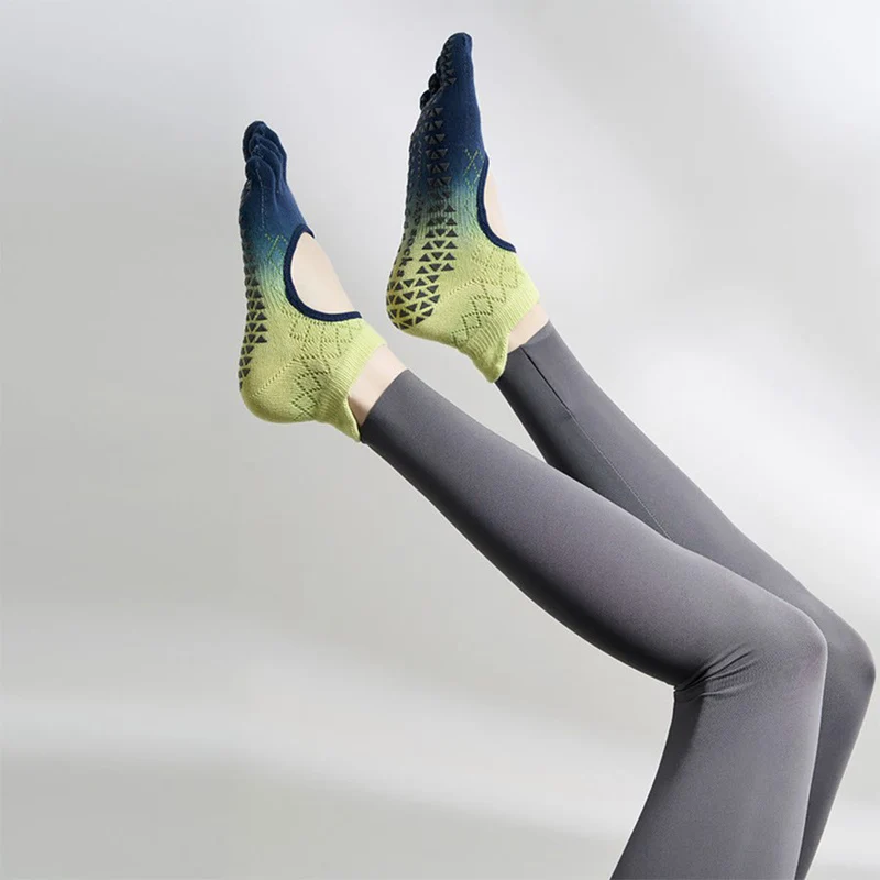 Olivenorma Multi-Sport Fünf-Zehen-Socken mit rutschfester Oberfläche und offener Seite, Damen-Yoga-Socken