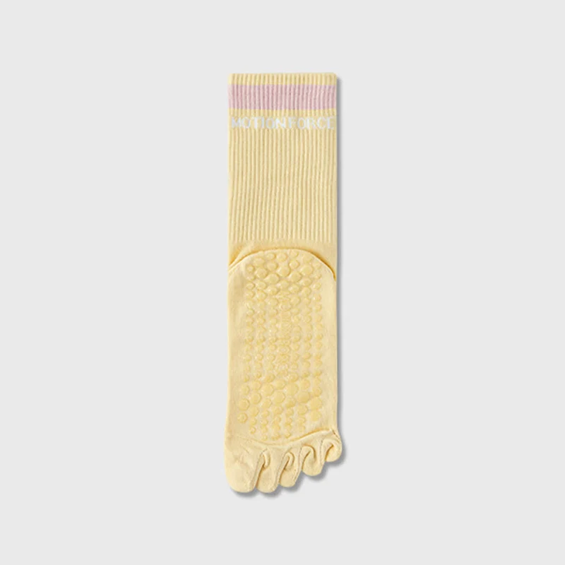 Olivenorma Secure-Fit Fünf-Zehen-Socken mit rutschfestem, kontrastfarbenem Bündchen für Damen – Yoga-Socken